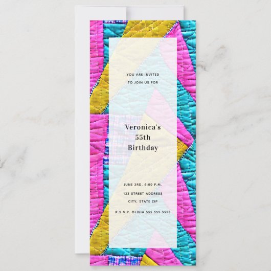 Patchwork quilt geïnspireerd generiek allround fee kaart (Voorkant)