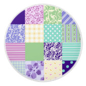 patchwork Quilt geïnspireerde deurknop Keramische Knop (Voorkant)