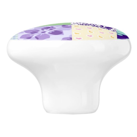  patchwork Quilt geïnspireerde deurknop Keramische Knop (Zijkant)