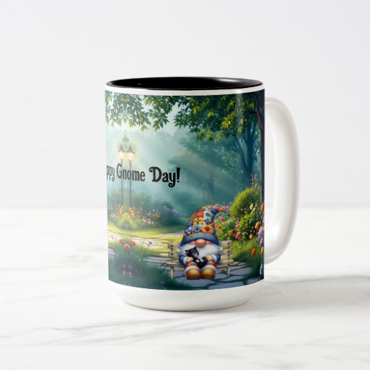 Patchwork Quilt Gnome Tweekleurige Koffiemok (Voorkant rechts)