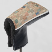 Patchwork quilt in gedempte kleuren Golfhoes Golfheadcover (3/4 voorkant)