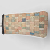 Patchwork quilt in gedempte kleuren Golfhoes Golfheadcover (Voorkant)