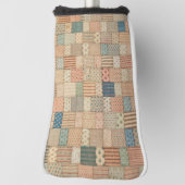 Patchwork quilt in gedempte kleuren Golfhoes Golfheadcover (Draai 90)