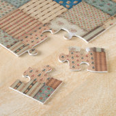 Patchwork quilt in gedempte kleuren legpuzzel (Zijkant)