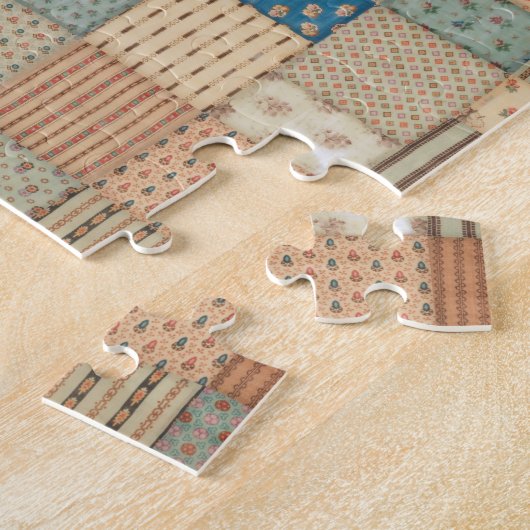 Patchwork quilt in gedempte kleuren legpuzzel (Zijkant)