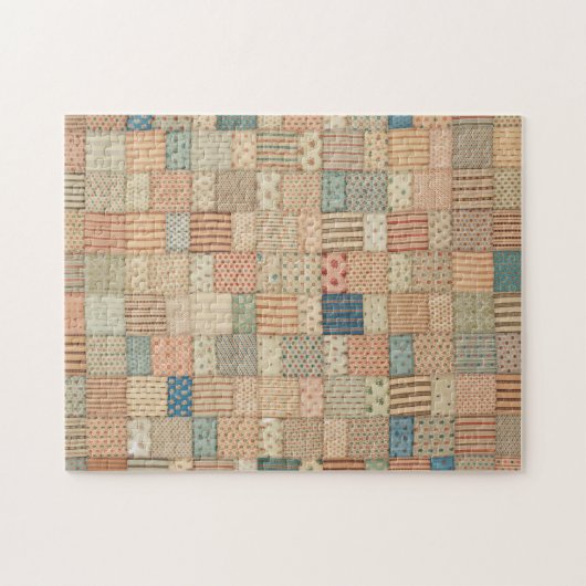 Patchwork quilt in gedempte kleuren legpuzzel (Horizontaal)