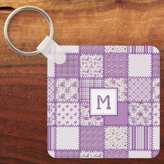  patchwork Quilt in Roze Purples Sleutelhanger (Voorkant)