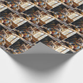 Patchwork quilt kat in het raam cadeaupapier (Hoek)