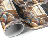 Patchwork quilt kat in het raam cadeaupapier (Rol Hoek)