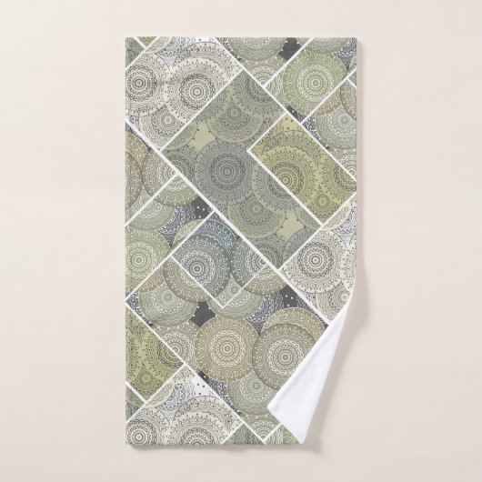 Patchwork quilt keramische tegel cirkels mandala p bad handdoek (Handdoek)