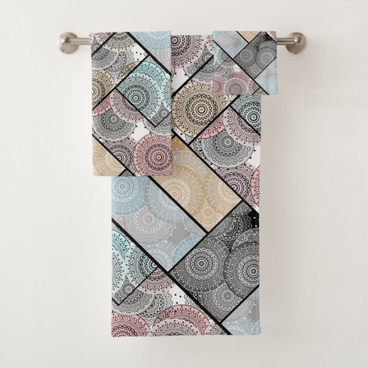 Patchwork quilt keramische tegel cirkels mandala p bad handdoek (Insitu)