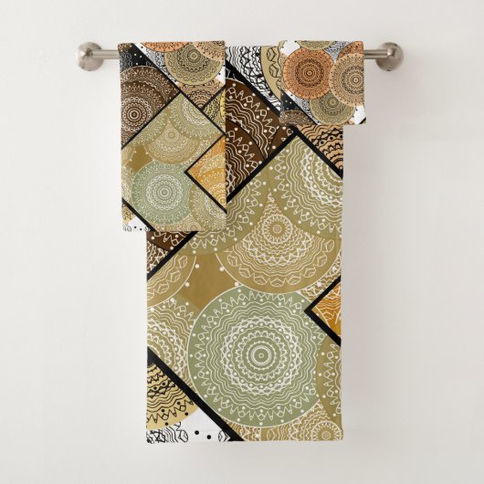 Patchwork quilt keramische tegel cirkels mandala p bad handdoek (Insitu)