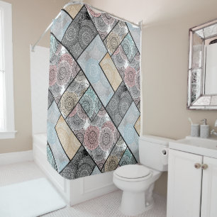 Patchwork quilt keramische tegel cirkels mandala p douchegordijn