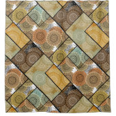 Patchwork quilt keramische tegel cirkels mandala p douchegordijn (Voorkant)