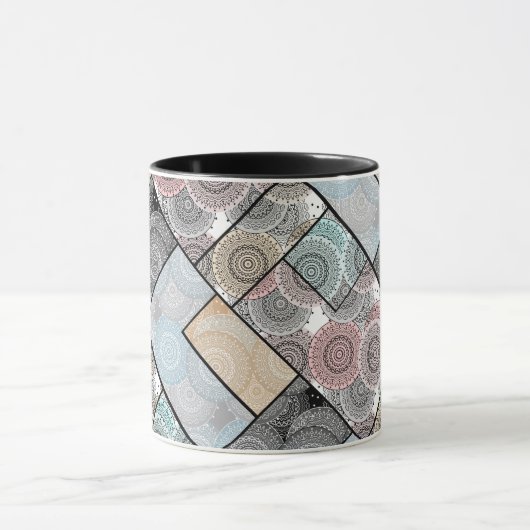 Patchwork quilt keramische tegel cirkels mandala p mok (Midden)