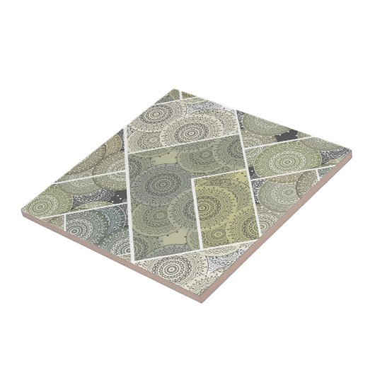 Patchwork quilt keramische tegel cirkels mandala p tegeltje (Zijkant)