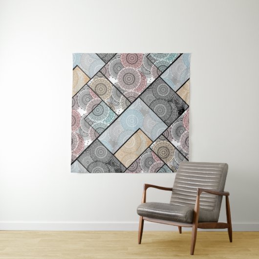 Patchwork quilt keramische tegel cirkels mandala p wandkleed (In Situ (horizontaal))