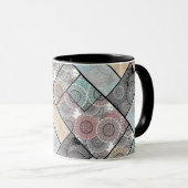 Patchwork quilt keramische tegelcirkels mandala pa mok (Voorkant rechts)