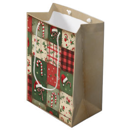 Patchwork Quilt Kerstcadeau Tas Medium Cadeauzakje