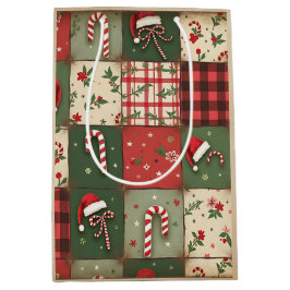  Patchwork Quilt Kerstcadeau Tas Medium Cadeauzakje