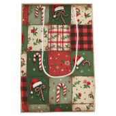  Patchwork Quilt Kerstcadeau Tas Medium Cadeauzakje (Achterkant)