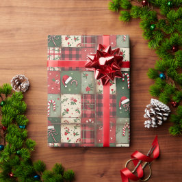 Patchwork Quilt Kerstinpakpapier Cadeaupapier