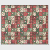  Patchwork Quilt Kerstinpakpapier Cadeaupapier (Vlak)