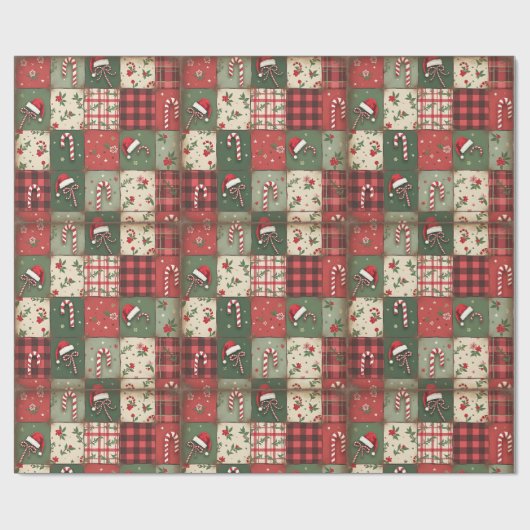  Patchwork Quilt Kerstinpakpapier Cadeaupapier (Vlak)