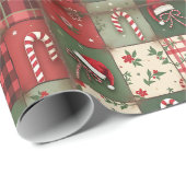  Patchwork Quilt Kerstinpakpapier Cadeaupapier (Rol Hoek)