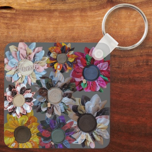 Patchwork Quilt Krans Sleutelhanger (Achterkant)