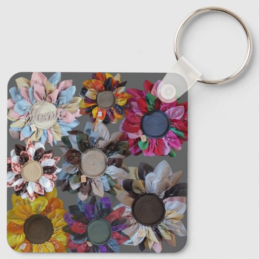 Patchwork Quilt Krans Sleutelhanger (Achterkant)