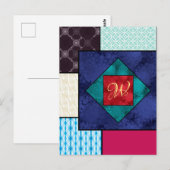 Patchwork Quilt Monogram Briefkaart (Voorkant / Achterkant)