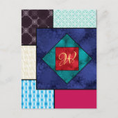 Patchwork Quilt Monogram Briefkaart (Voorkant)