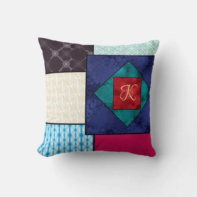 Patchwork Quilt Monogram Kussen (Voorkant)