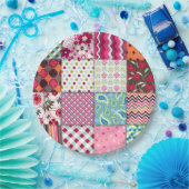 Patchwork Quilt Multicolored Gingham Papieren Bordje (Feest)