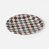 Patchwork Quilt Multicolored Gingham Papieren Bordje (Gekanteld)
