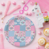 Patchwork Quilt Multicolored Gingham Papieren Bordje (Feest)