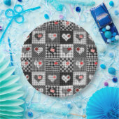 Patchwork Quilt Multicolored Gingham Papieren Bordje (Feest)