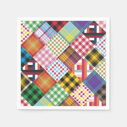 Patchwork Quilt Multicolored Gingham Servetten (Voorkant)