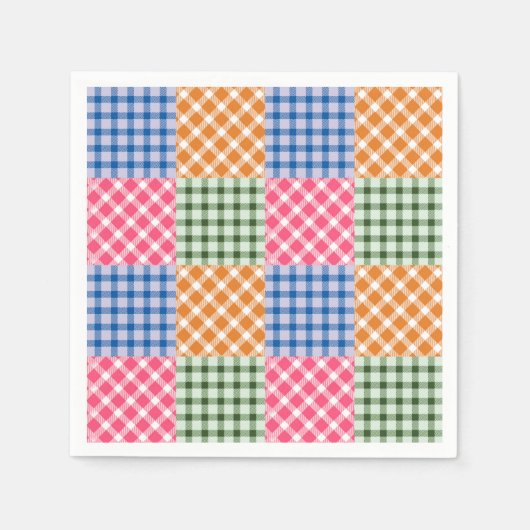 Patchwork Quilt Multicolored Gingham Servetten (Voorkant)
