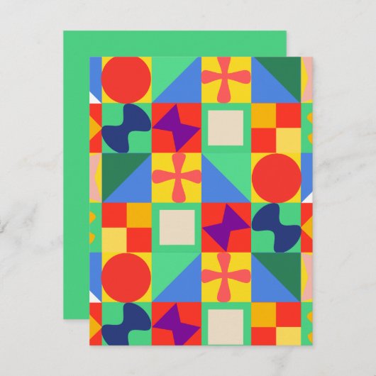 Patchwork Quilt Notitiekaartje (Voorkant / Achterkant)