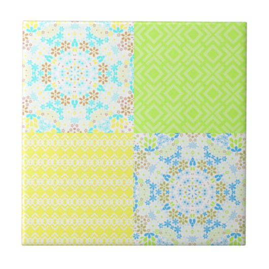 Patchwork quilt ornamental retro  florale ye tegeltje (Voorkant)