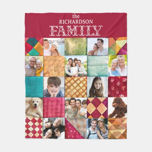 Patchwork Quilt Patroon 12 Foto Fleece Deken (Voorkant)