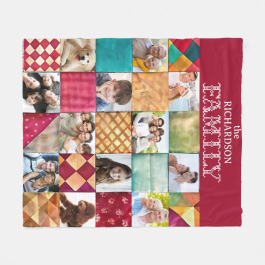 Patchwork Quilt Patroon 12 Foto Fleece Deken (Voorkant (Horizontaal))
