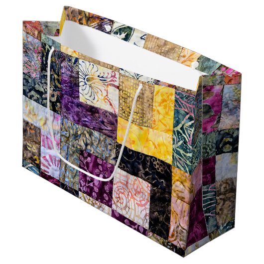 Patchwork Quilt Pattern Groot Cadeauzakje (Voorkant Gekanteld)