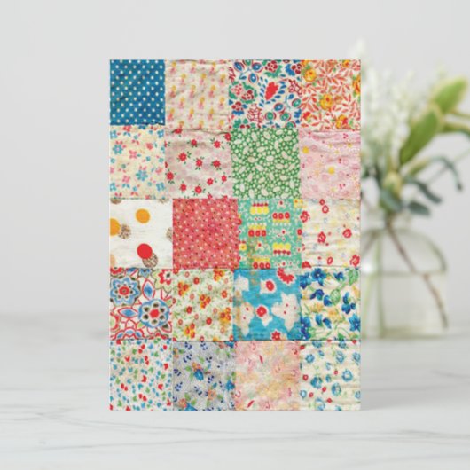  patchwork Quilt Print Flat Card Kaart (Staand voorkant)