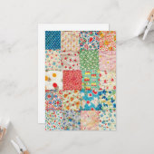 patchwork Quilt Print Flat Card Kaart (Voorkant / Achterkant in situ)