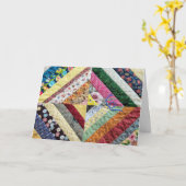 Patchwork Quilt Print Patroon voor Verjaardag Kaart (Gele Bloem)