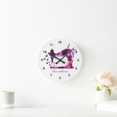 Patchwork Quilt Purple Sewing Machine Wall Clock Ronde Klok (Huis)