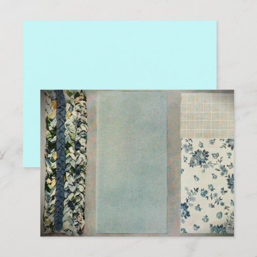 Patchwork Quilt Recipcard in Blue Briefkaart (Voorkant / Achterkant)